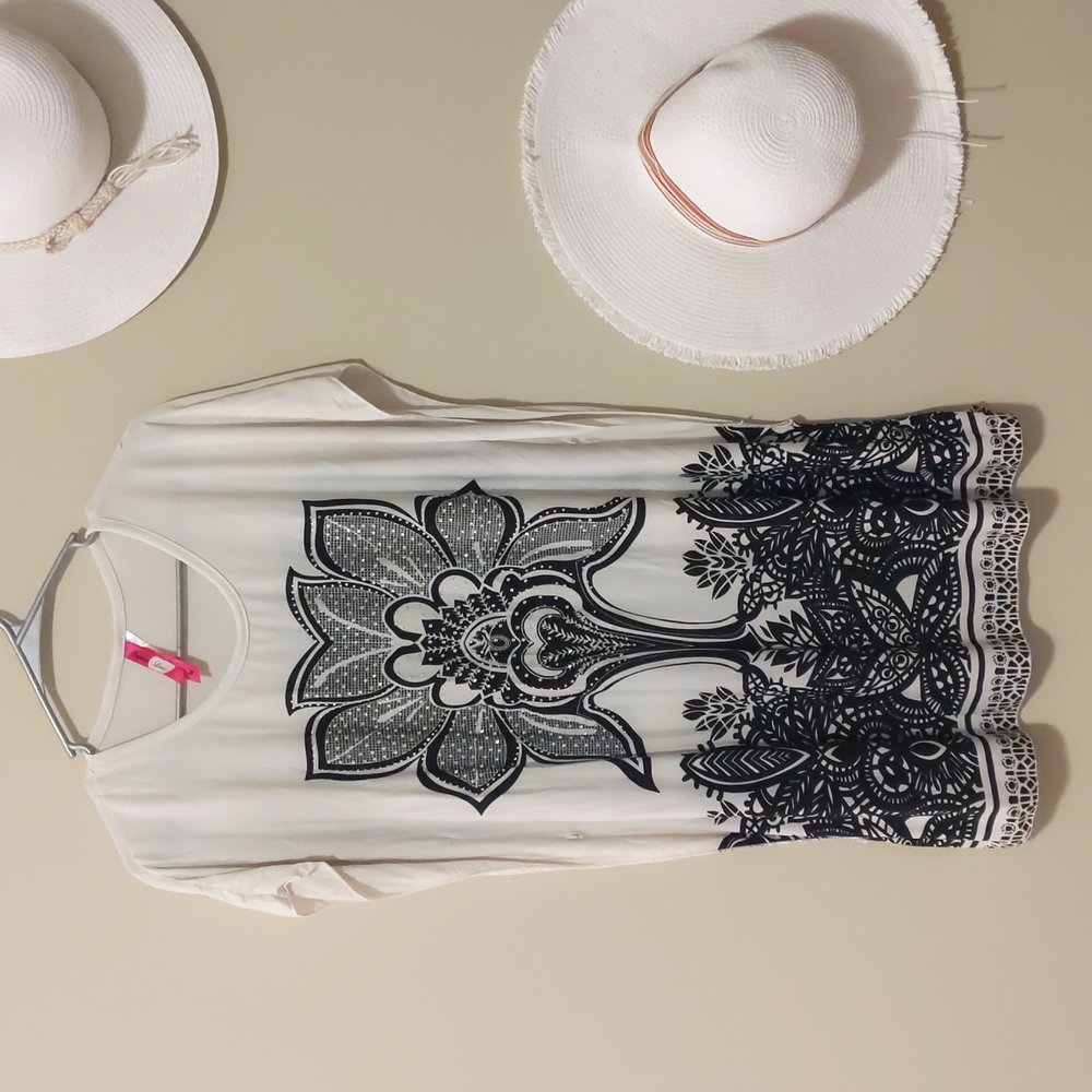 White + Black Floral Dress